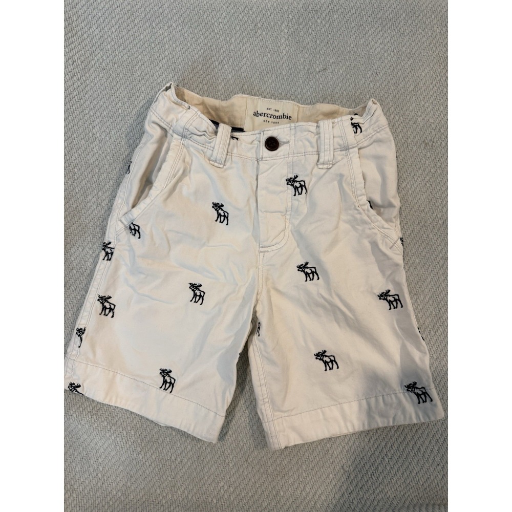Abercrombie & Fitch Kids White Navy Moose Print Shorts Y2K Boys 10